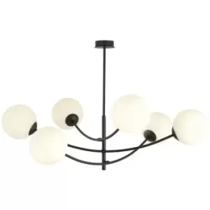 Image of Emibig Hunter Black Globe Ceiling Light with White Glass Shades, 6x E14