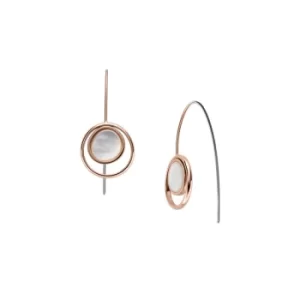 Image of Skagen Agnethe Rose-Tone Stainless Steel Mother of Pearl Drop Earrings
