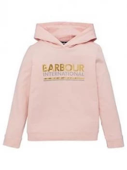 Image of Barbour International Girls Apex Logo Hoodie - Pink