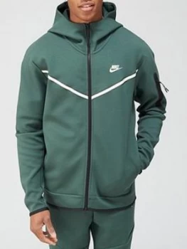 Image of Nike Tech Fleece Full Zip Hoodie - Green Size M Men