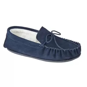 Image of Mokkers Mens Oliver Moccasin Wool Lined Slippers (9 UK) (Navy)
