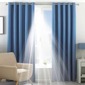 Image of Riva Home Twilight Blackout Ringtop Eyelet Curtains (Pair) Polyester Denim (229X183Cm)