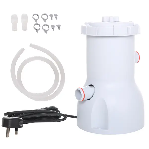 Image of Outsunny Cartridge Filter Pump for 13'-15' Above Ground Pools, 800GPH (3028 LPH) Swimming Pool Filter Pump with Hose and Hose Clamps, White