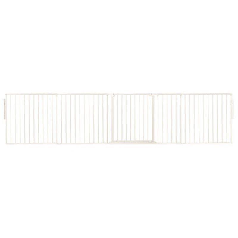 Image of Safetots Premium Multi Panel Room Divider, Up To 331Cm Wide, White, 70Cm Tall, Flexible Barrier With Door For Baby And Toddler