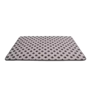 Image of Groundlevel Paw Print Memory Foam Pet Mat - Silver 50x80cm