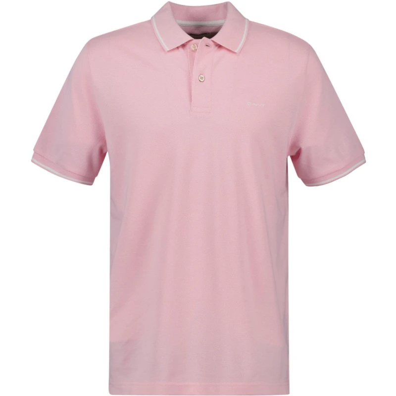 Image of Gant Tipped Pique Polo Shirt California Pink male S