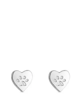 Image of Simply Silver Sterling Silver 925 Heart Paw Stud Earrings