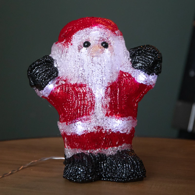 Image of 16cm Battery Operated Light up Christmas Ice Santa with 12 Cool White LEDs