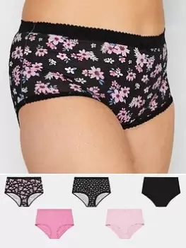 Image of Yours 5 Pack Summer Floral Full Brief, Black, Size 34-36, Women