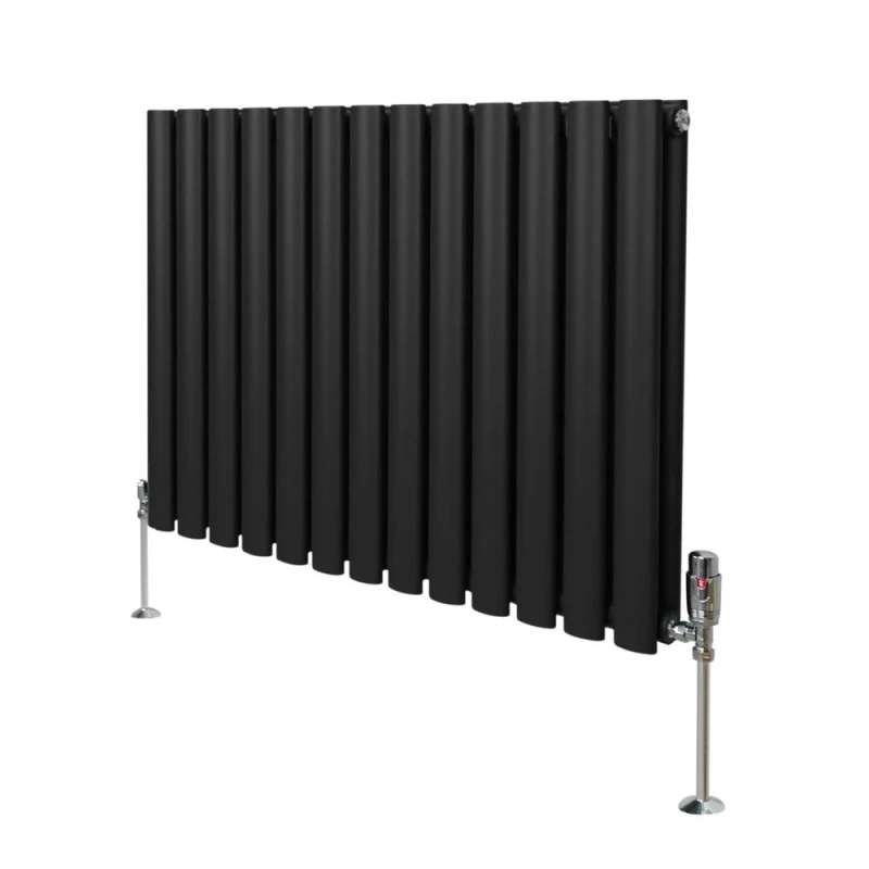 Image of Monstershop Oval Column Radiator & Valves - 600mm x 780mm - Black Black