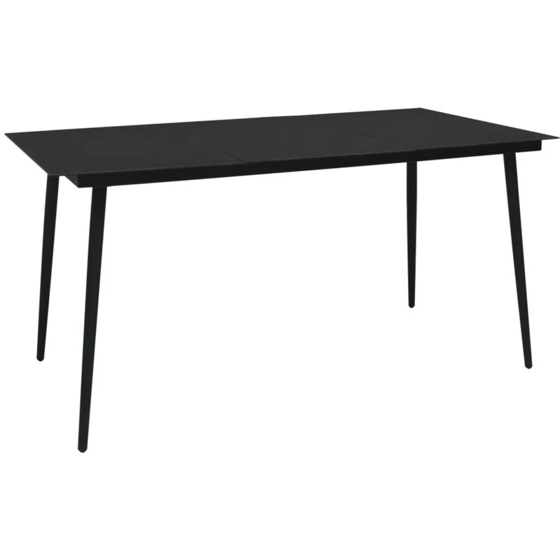 Image of VIDAXL Garden Dining Table Black 150x80x74cm Steel and Glass vidaXL 8720286090206