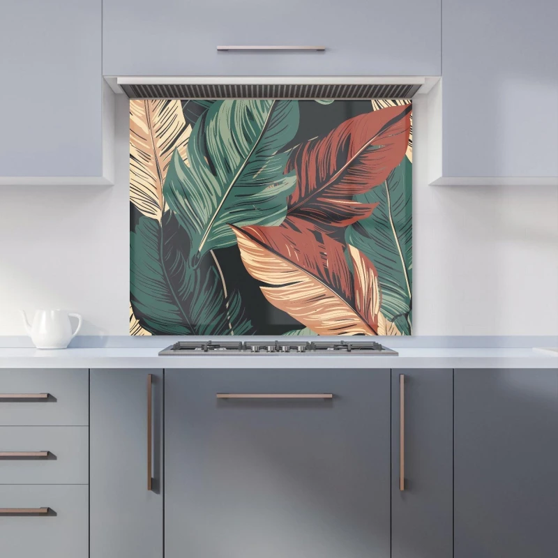 Image of Warren Reed - Designer Autumn Colour Leaves Kitchen Splashback in Green Size: 700mm x 750mm Green Unisex 700mm x 750mm