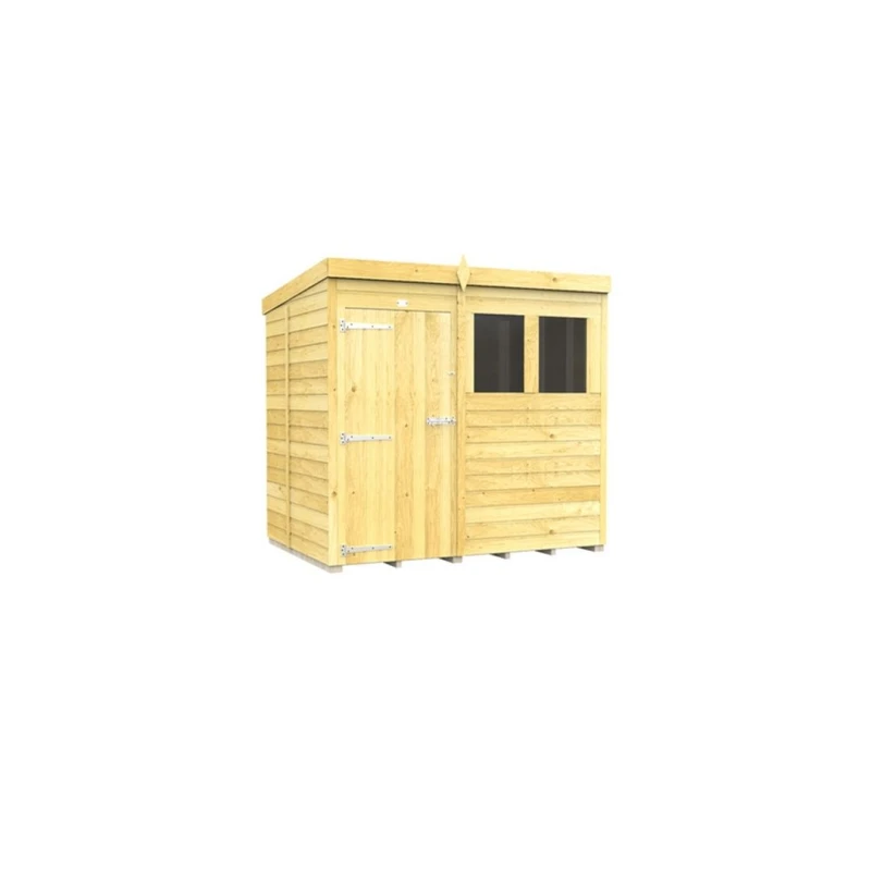 Image of Buttercup Farm 7 x 5 Feet Pent Shed - Single Door W/ Windows - L147 x W214 x H201cm in Brown Brown Unisex