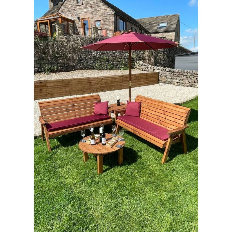 Image of Charles Taylor Six Seater Corner Garden Furniture Set - L240xW284xH98cm - Burgundy in Light Brown Light Brown Unisex