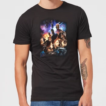 Image of Avengers Endgame Character Montage Mens T-Shirt - Black - 5XL