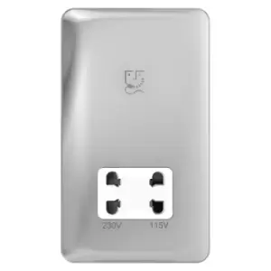 Image of Schneider Electric Lisse Screwless Deco - Shaver Socket, Dual Voltage, 115/230V, GGBL7090WPCS, Polished Chrome with White Insert