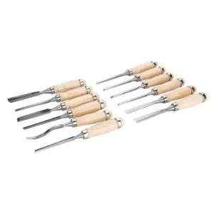 Image of Silverline Wood Carving Set 12pce 200mm Carbon Steel 250241