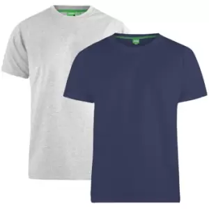 Image of Duke Mens Fenton D555 Round Neck T-Shirts (Pack Of 2) (L) (Navy/Grey)