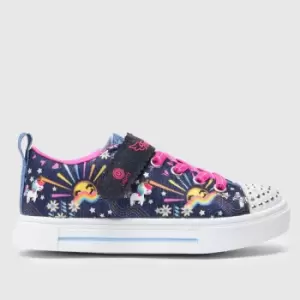 Image of SKECHERS Navy Twinkle Sparks Girls Junior Trainers