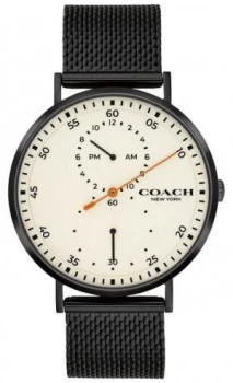 Image of Coach Mens Charles Black Mesh Bracelet White Dial Watch