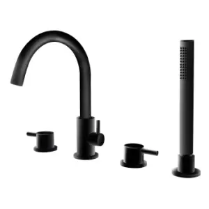 Image of Black Bath Shower Mixer Tap - 4 tap hole - Arissa