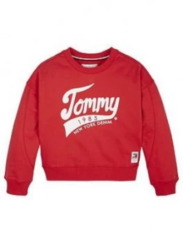 Image of Tommy Hilfiger Girls 1985 Crew Sweat Top - Red