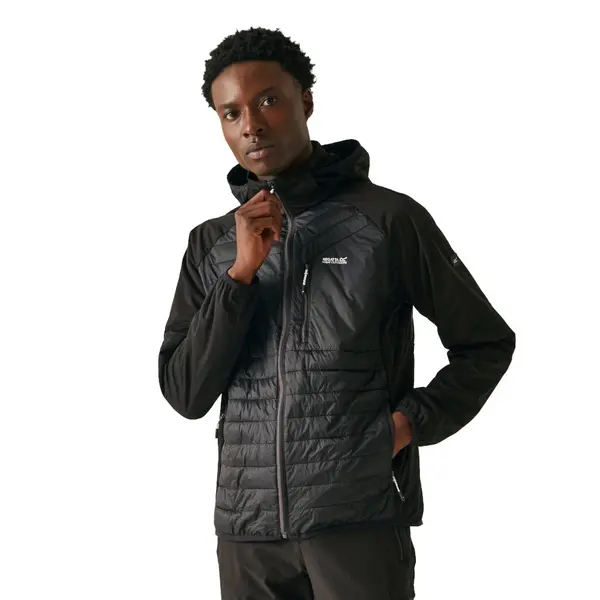 Image of Regatta Mens Pro Hybrid Lightweight Full Zip Hooded Jacket XL - Chest 43-44' (109-112cm) Black RMN235-800-XL