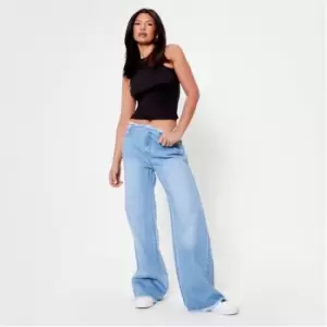 Image of I Saw It First Low Rise Frayed Waist Jeans - Blue