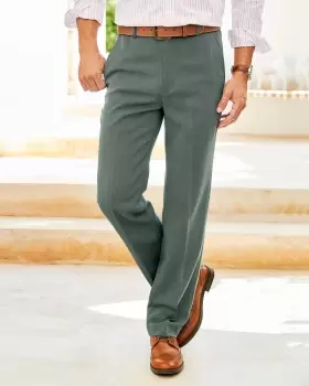 Image of Cotton Traders Mens Birdseye Trousers in Green