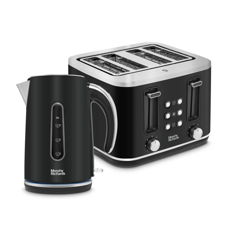 Image of Morphy Richards Motive Kettle and Toaster Set in Black One Size Unisex 5056765430359