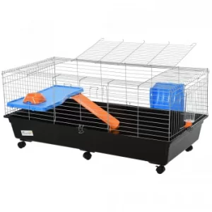 Image of PawHut Steel Medium 2-Tier Small Animal Cage w/ Accessories Blue/Orange
