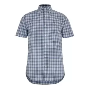 Image of Gant Reg Poplin Micro Check Ss Shirt Gen - Blue