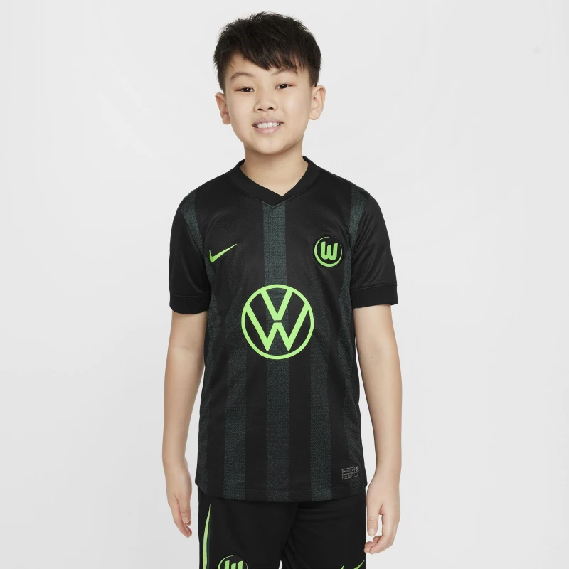 Image of Nike Wolfsburg Away Shirt 2024 2025 Juniors - Black 7 - 8 Years