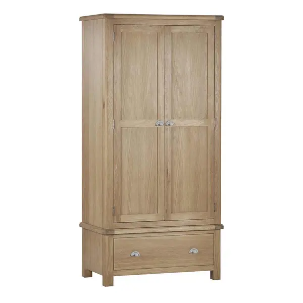 Image of Julian Bowen Memphis Limed Oak 2 Door 1 Drawer Wardrobe MEM007