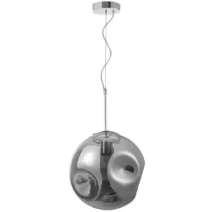 Image of Merano - Greeley Pendant Ceiling Light Chrome Metal Smoky Grey Glass LED E27