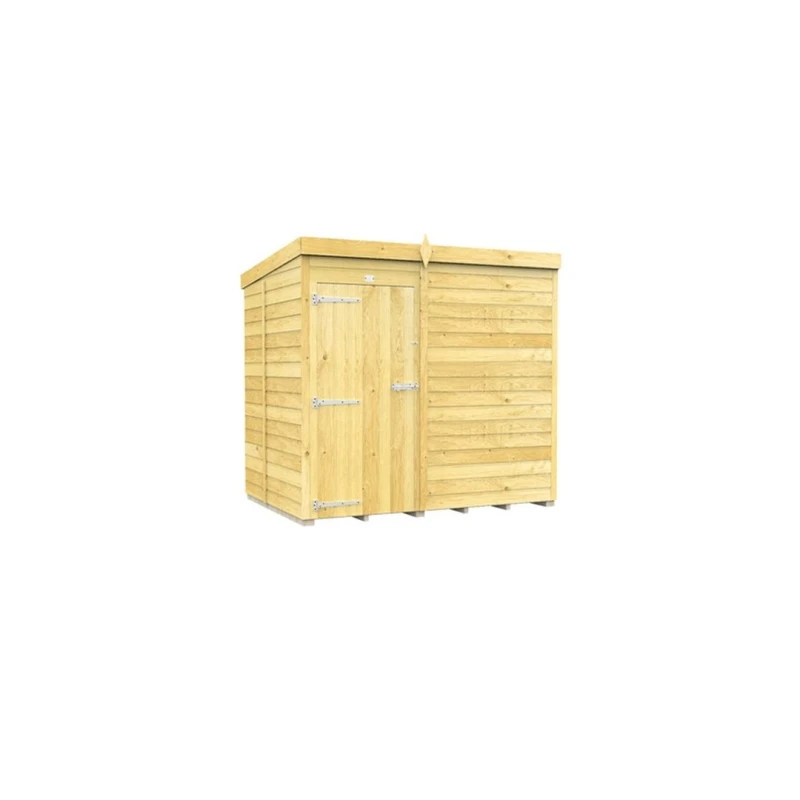 Image of Buttercup Farm 7 x 5 Feet Pent Shed - Single Door W/O Windows - L147 x W214 x H201cm in Brown Brown Unisex