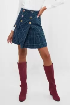 Image of Button Detail Check Skirt