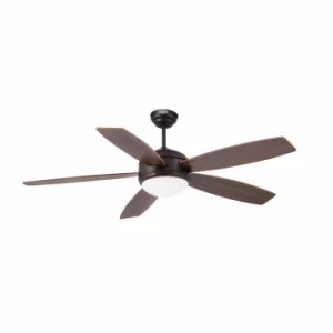 Image of Vanu 1 Light Large Ceiling Fan Wood, Dark Brown with Light, E27