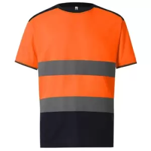 Image of Yoko Mens Two Tone Hi-Vis T-Shirt (6XL) (Orange/Navy)