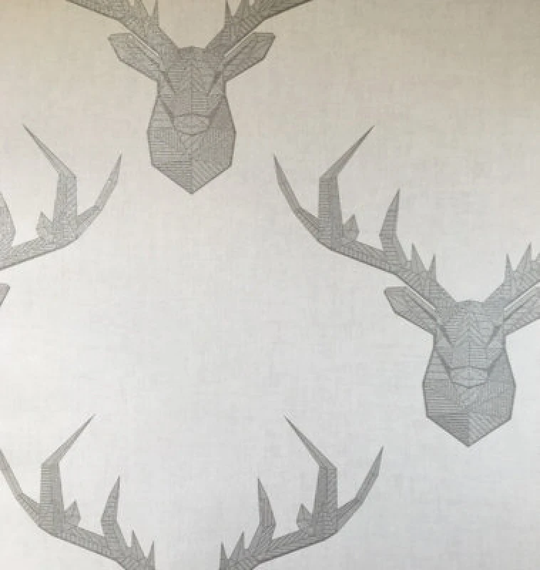 Image of SK Filson Beige Geometric Stag Head Wallpaper
