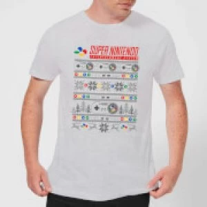 Image of Nintendo SNES Pattern Mens Christmas T-Shirt - Grey - S