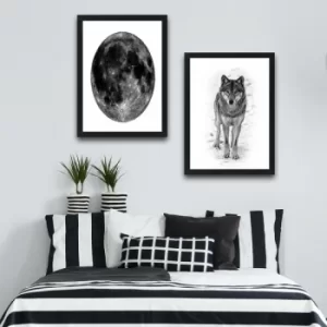 Image of Wolf Set Multicolor Decorative Framed Painting (2 Pieces)