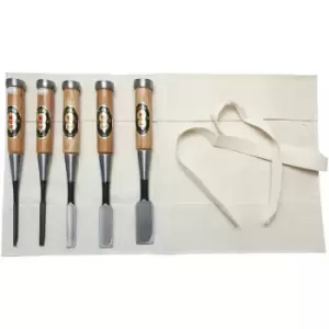 Image of NK5R Asahi 5 Piece Laminated Shirogami Nomi Chisel Set