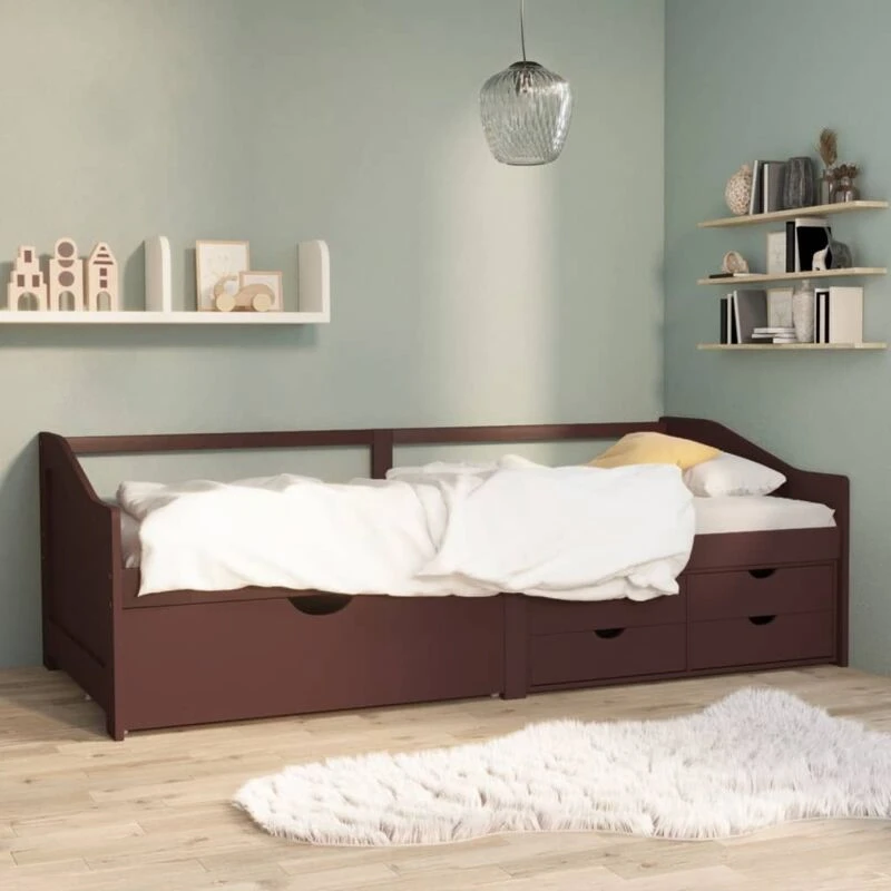 Image of VIDAXL 3-Seater Day Bed without Mattress Dark Brown Solid Pinewood 90x200cm vidaXL 8720286579305