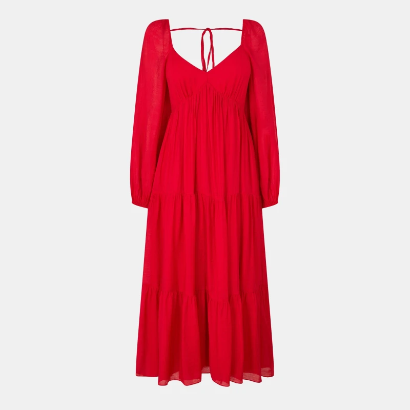 Image of Nobodys Child Womens Char Long Maxi Dress Red female 4 (3XS)