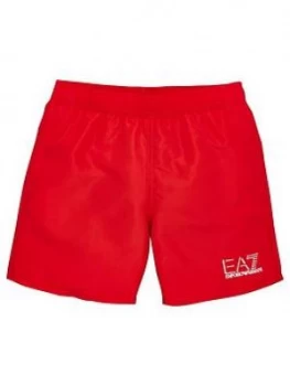 Image of Emporio Armani EA7 Classic Logo Swim Shorts Red Size 10 Years Boys