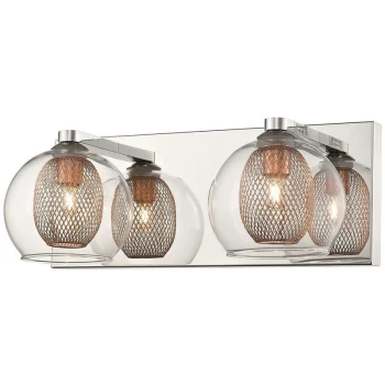 Image of 2 Light Indoor Wall Light Mesh Chrome, Copper, G9 - Spring Lighting