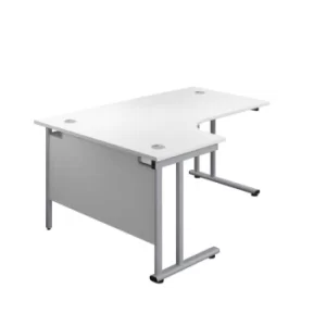 Image of 1800 X 1200 Twin Upright Left Hand Radial Desk White-Silver