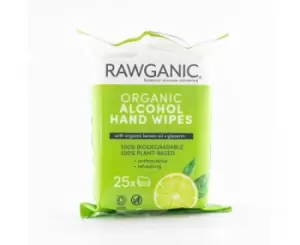 Image of Rawganic Organic Alcohol Hand Wipes with Lemon Oil & Glycerin - 25 wipes
