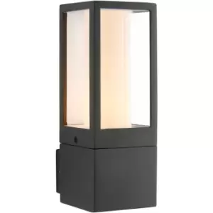 Image of Loops - Outdoor IP44 Box Lantern Wall Light - 7W LED GU10 - Textured Grey & Opal Pc